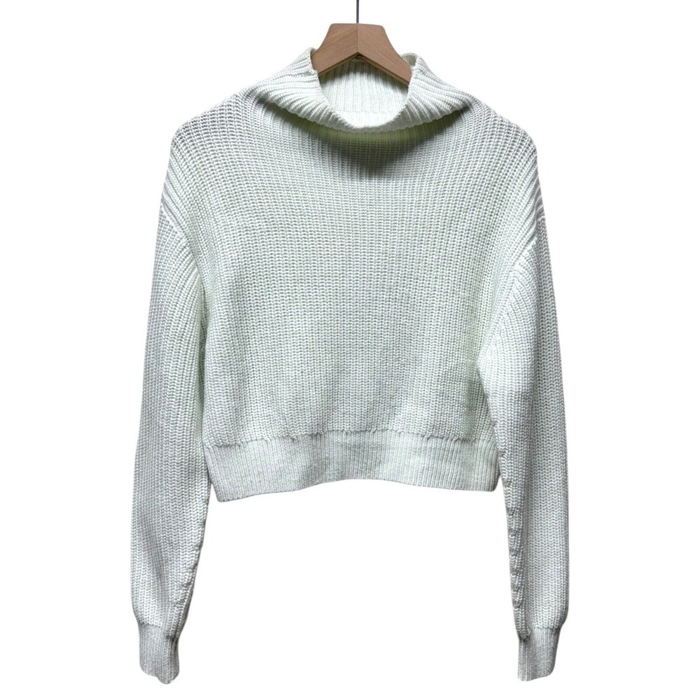 Aritzia‎ Wilfred Sweater Sz S Mint Green Ribbed Merino Wool Turtleneck Preppy